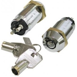 SECO-LARM SS-090-2H1 Tubular Key Lock Switch; Shunt ON/OFF 2 Terminals, SPST; Maintained ON-OFF, Key Removable From Both ON and OFF Positions; Rated 2 Amps @ 12VDC; N.O. Turn to Close