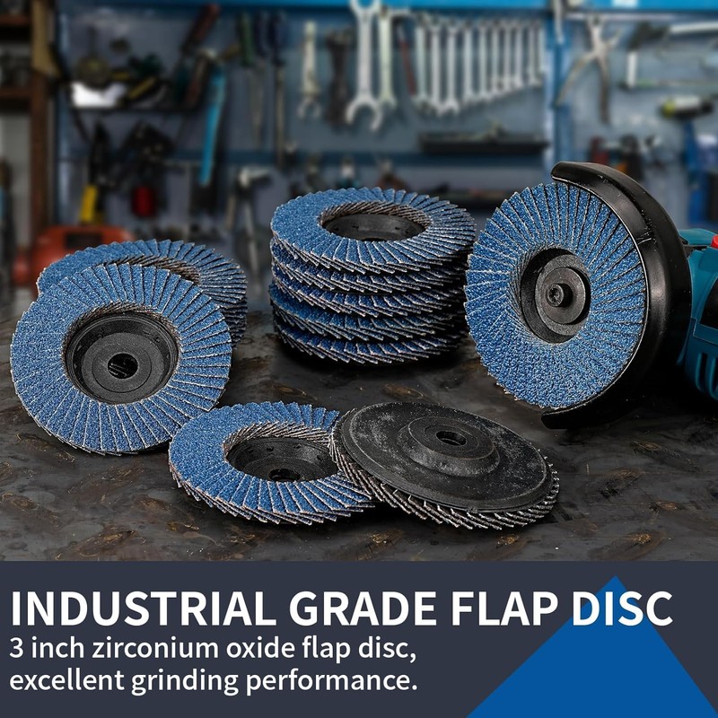 NuoDunco 3 Inch Flap Disc 60Grit 10Pack, W3/8" Arbor Hole