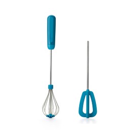 Lekue Express Mixing Kit Set Includes 2 Interchangable Whisks, Blue