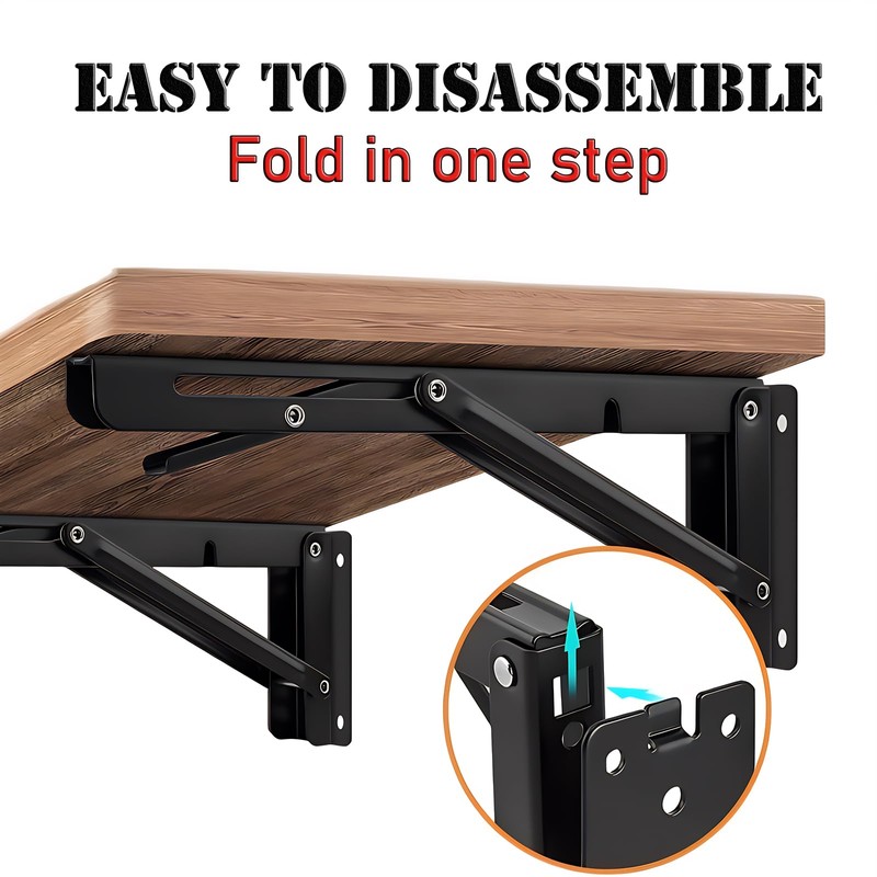 Folding Shelf Brackets，Detachable Folding Bracket，2 Pack Heavy Duty Wall Mounted