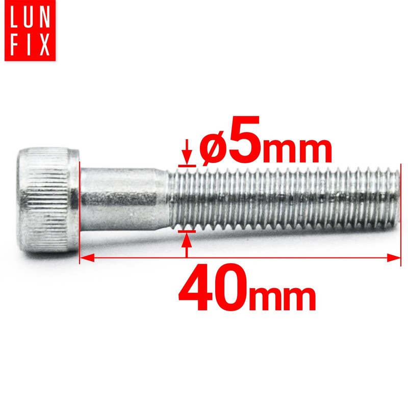 Pack of 20 Cylindrical Screws M5 x 40 mm DIN