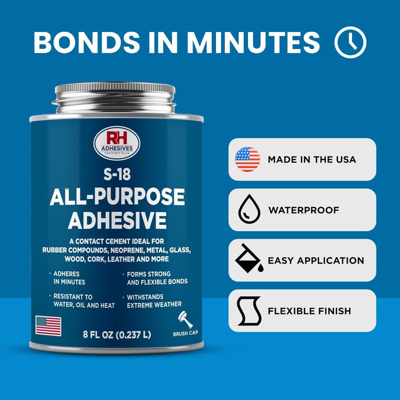 S-18 All-Purpose Adhesive, 8 oz. can - Multi-Purpose, Rubber, Metal,