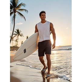 Indoner Mens Graphic Tank Tops Workout Sleeveless Shirts Hawaiian Palm Tree Vacation Tanks for Men Summer Beach T-Shirt