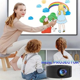 Small Projector, HD 1080P Video Projector, Portable Projector for Cartoon, Outdoor Projector with Built-in Speaker, Home Theater Movie Projector for Android/iOS