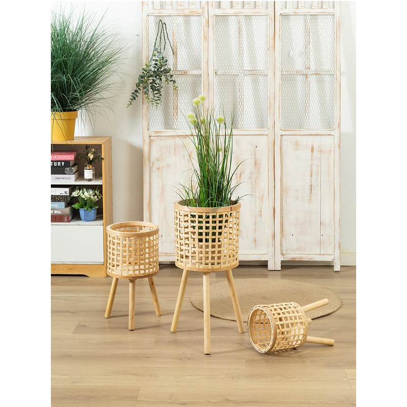Woven Flower Pot Faux Rattan Planter High Living Room Floor