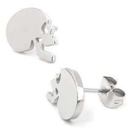 Steelmeup arete de tuerca de acero inoxidable con diseño de calavera, color negro y dorado, Metal, Metal