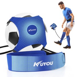 KUYOU Football Kick Trainer Soccer Training Aid for Kids Adults, Football Training Waist Belt Hands Free Solo Practice Training Equipment Fits Size 3,4,5 Footballs