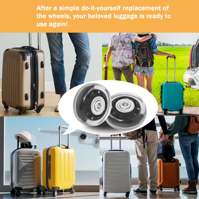 Luggage Suitcase Replacement Wheels 1.77" Diameter 4 Pcs 0.71" Thickness