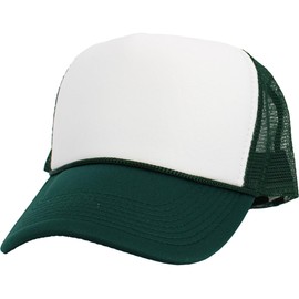 Trucker DGN-WHT Classic Foam Front Mesh Back Trucker Hat Baseball Cap Plastic Adjustable Snapback (One Size, Dark Green/White)