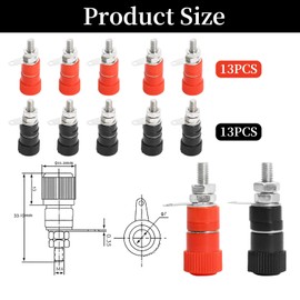 Pack of 26 Banana Plugs 4mm - Red and Black Banana Plug Female with Screw Connector, 33mm Long, Tight Fit For Speaker Cables, HiFi Amplifiers & Testers