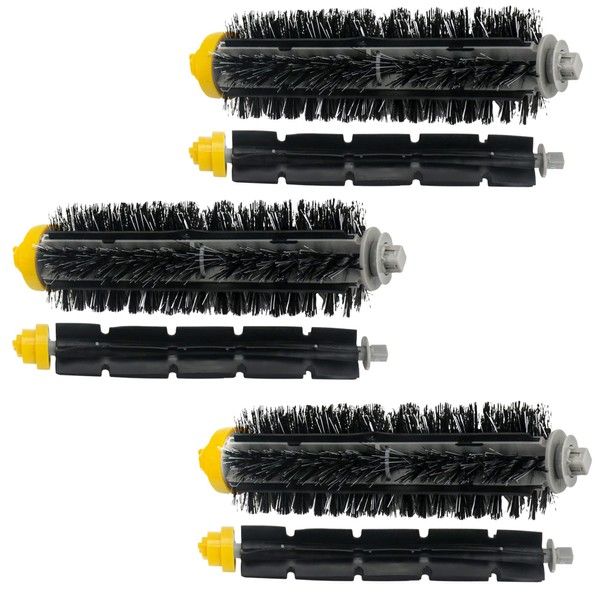 FETIONS Replacement Brushes Fit for i-Robot Room-ba 600 & 700 Series 614 630 635 640 645 650 660 675 680 690 695 760 770 780 Robot Vacuum Cleaner Includes 3 Sets Bristle & Flexible Beater Brush Kit
