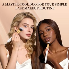 docolor Juego de 2 Brochas: Brocha para Base y Pincel para Corrector 270 – Profesional, Angulo Kabuki, para Líquidos y Cremas, Difuminado y Contornead