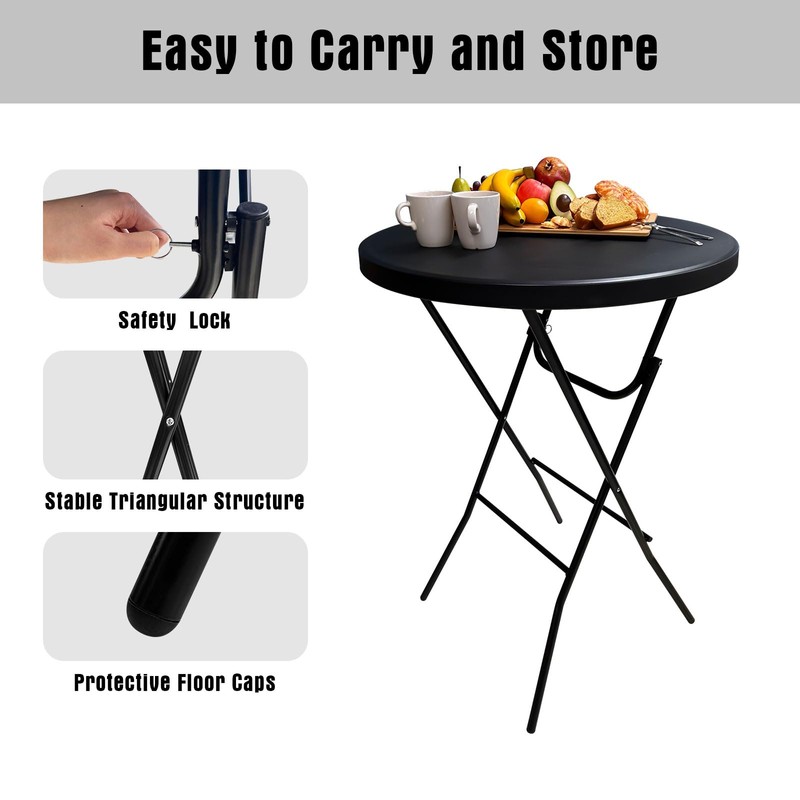 GUAGUA 32" Round Plastic Folding High Top Cocktail Table Portable