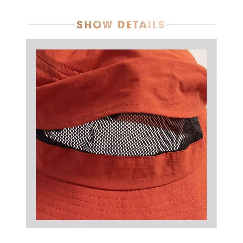Uroi Waterproof Bucket Hat, Foldable, Storable, Safari Hat, Mesh, Lightweight,