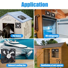 WDERAIR 120mm x 25mm DC High Performance 12V Waterproof Fan IP68 Dual Ball Bearing for RV Fridge, Outdoor, Humid Environments Ventilation and Cooling 2-Pack