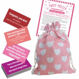 Pass The Bag Game Kit For Valentine's Day, 44 Tip Cards & 1 Pass Bag, Funny Party Game For teenager & Adult, Gathering Prize Game, Group Activity, Party Supplies - A03