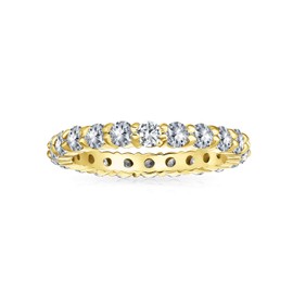Classic Thin Elegant Band Gold Plated 925 Sterling Silver Pave CZ Round Colorless Wedding Band