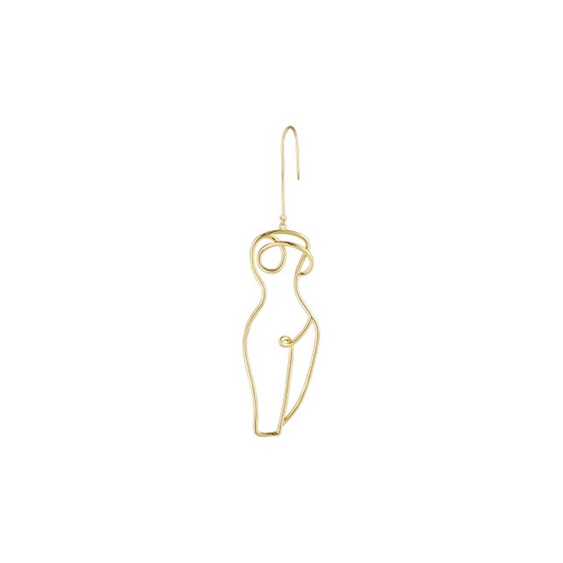 Abstract Gold Fun Statement Human Face Shaped Earrings Geometric Hollow