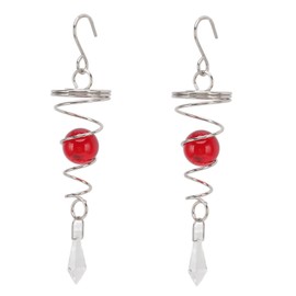 2Pcs Staring Ball Spiral Tail Wind Spinner Stabilizer Stainless Steel Spiral Wind Chimes Suitable for Outdoor Decoration (Red)