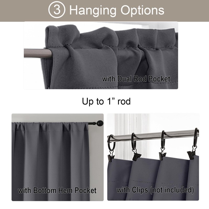 Gwine 24 Inch Long Tier Curtains for Small Window, Short