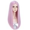 RightOn 22 Inches Pink Wig Long Straight Wigs Light Pink
