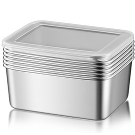 MEGYAD Set of 6 Food Storage Containers with Lids: 650 ml Meal Prep Boxes, Food Containers, Stainless Steel Storage Boxes, Oven, Freezer, Dishwasher Safe, BPA-Free