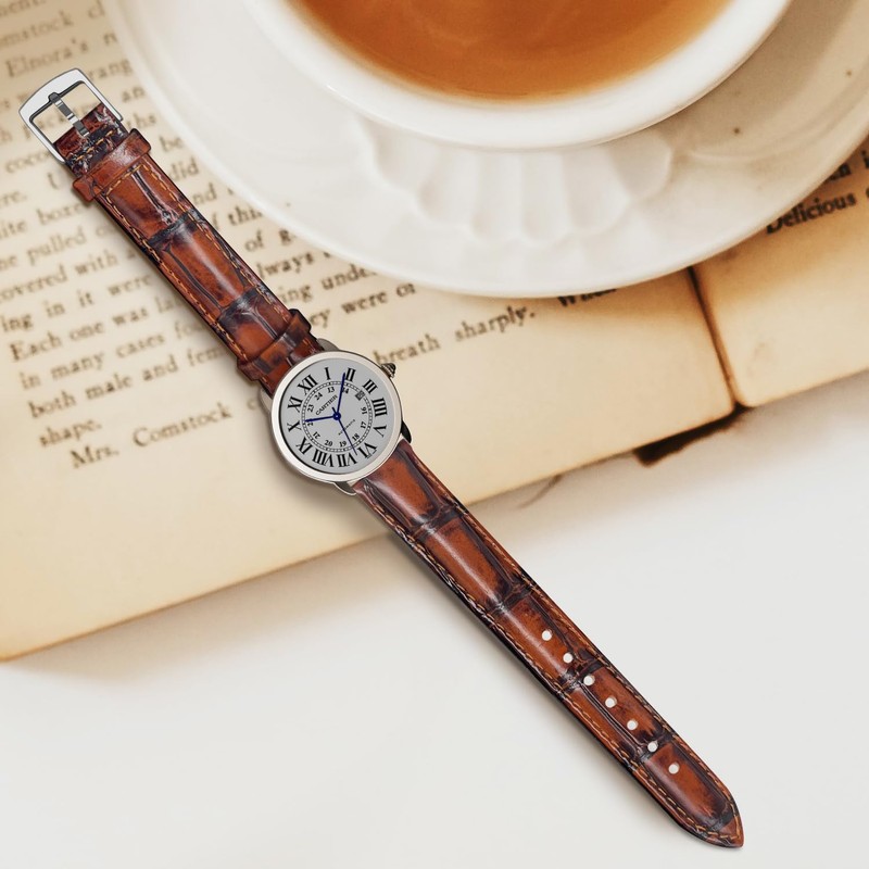 RBIPO Genuine Leather Watch Strap, Alligator Grain Quick Release Replacement