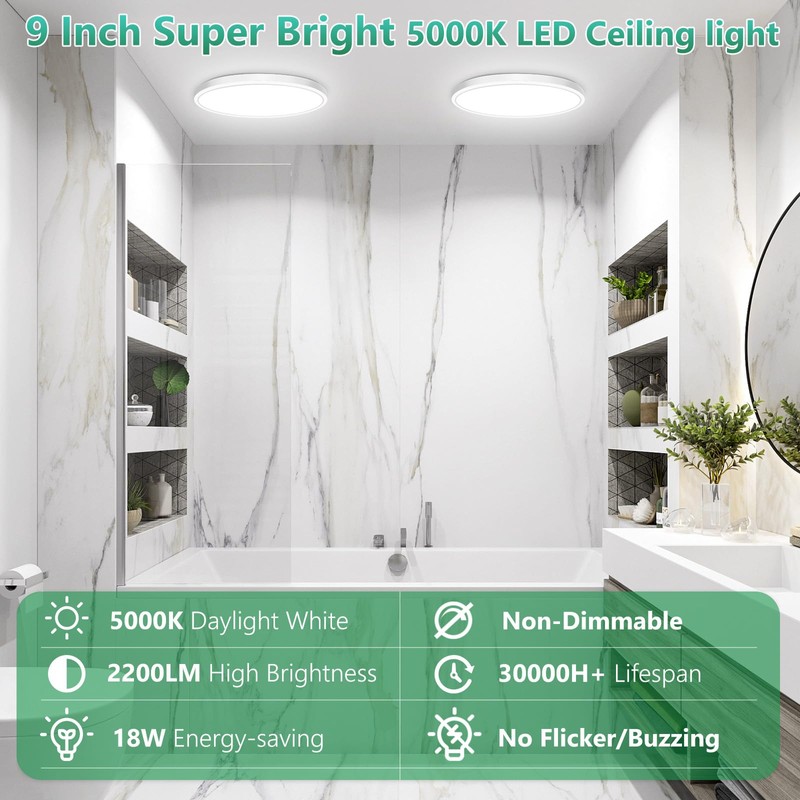 Brightever 2 Pack LED Ceiling Light Flush Mount, 9 Inch