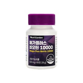 NutriGarden 뉴트리가든 메가플러스 비오틴 10000 60정x1개 아연 NutriGarden Mega Plus Biotin 10000 60 Tablets x 1 Zinc