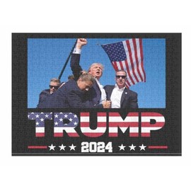 500 Piece Trump Shot Shooting Puzzle Fight Assassination Fist Pump You You Missed Stronger Trump Survived Shot Trump 2024 Ear Bulletproof PA Rally Survivor Strong Jigsaw Puzzle