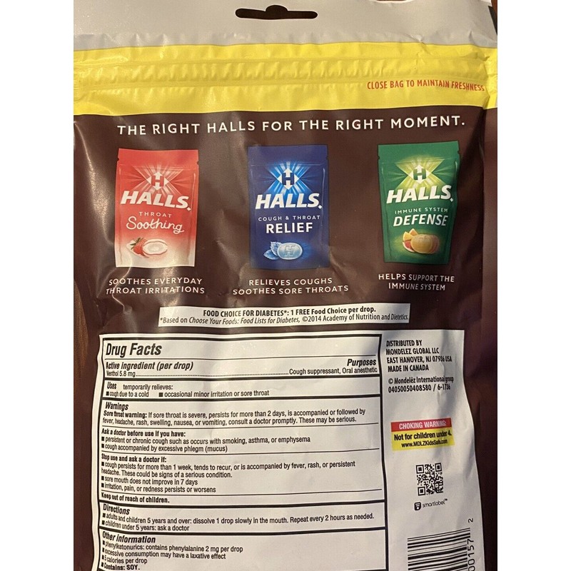 Halls ECONOMY PACK Black Cherry Cough & Throat Relief SUGAR