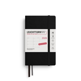 LEUCHTTURM1917 372541 Weekly Planner Pocket (A6) 2026, 12 Months, Black, German