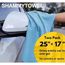 Car Drying Towel,H HOME-MART Premium Chamois Drying Cloth Shammy Towels for Car,2pk (25”x17”) Super Absorbent Reusable Chamois Towel