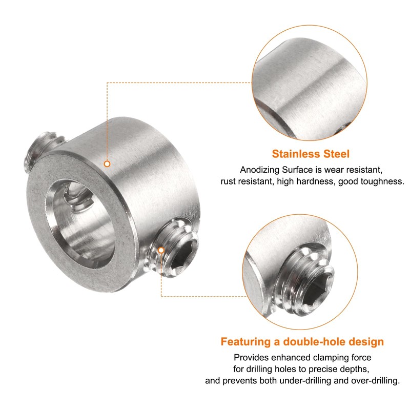 sourcing map 2pcs 7mm Drill Stop Collar Set Depth Stop,
