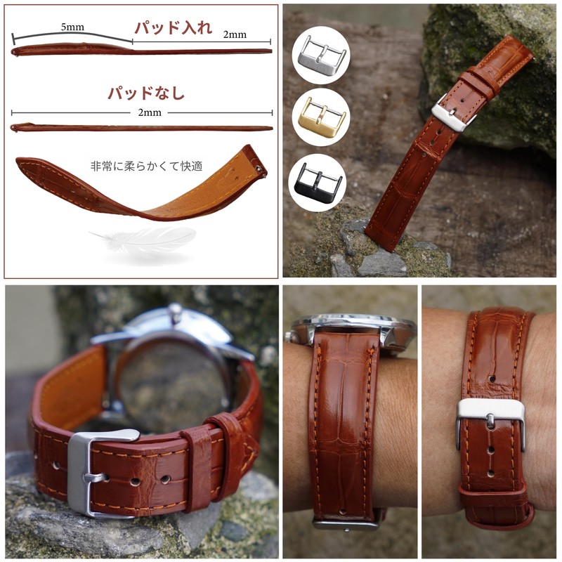 [vinacreations] Crocodile Watch Strap, Quick Release Spring Bars, Men's Replacement