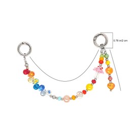 Double Ring Buckle Design Gradient Colorful Crystal Bead Chain Phone Charm Keychain Cute Bag Charms For Handbags Aesthetic Resin Glass Beads Purse Charms Key Chains Women Cute Keychain Accessories