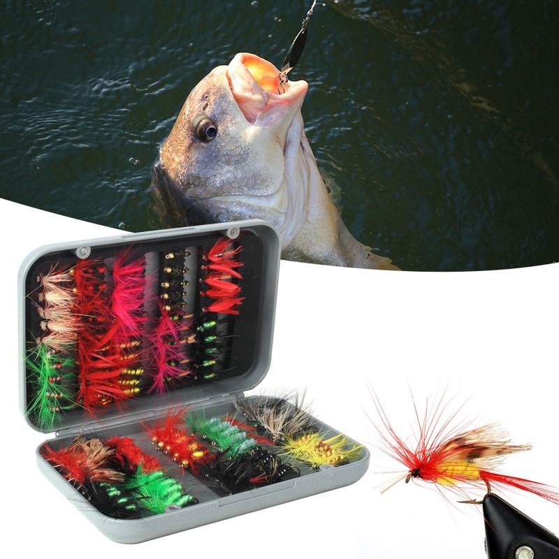 100pcs Fly Fishing Flies Kit Dry Wet Fly Fishing Flies