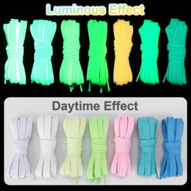 YJRVFINE Flat Luminous Shoe Laces: 2 Pairs 39 Inch White Glow in the Dark Shoelaces for Sneakers