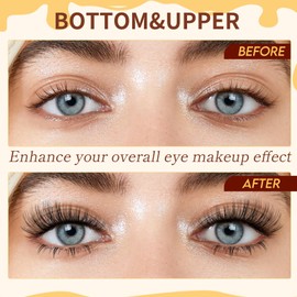 QUEWEL Eyelash Extensions with Fine 10-18 mm Lower Cluster Lashes, 40D Fluffy Lash Extension Set with Lower Eyelash Clusters for Charming Eye Makeup at Home (Bottom&Upper02)
