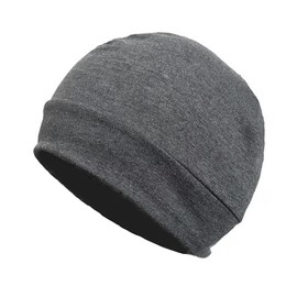 Quacc Unisex Cotton Beanie Hat Thin Running Skull Cap Winter Summer Sports Hat Chemo Cap Multifunctional Lightweight Helmet Liner Night Sleep Cap Beanies Hat for Men Women (Dark Gray)