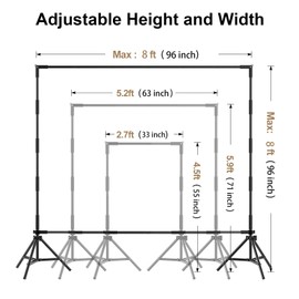 DUYIKJ Backdrop Banner Stand,8 x 8 Ft Heavy Duty Adjustable Background Stand Photo Back Drop and Repeat Backdrop Stand for Trade Show, Party,Wedding Photo Booth with Carrying Bag