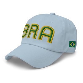 Brazil National Flag Retro Bra Soccer Baseball Cap Dad Hat Light Blue