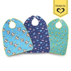 Adult Velcro Bib Hygienic Waterproof Silver Apron Adult Bib (Velcro Type)/Check-Royal Blue 2ea