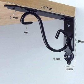 Youery 4-piece Shelf Brackets, Shelf Brackets, Heavy Duty Brackets, Shelf Brackets, Corner Brackets for Wall Mounting, Angle Console, Heavy Duty Console, Black, 15 x 11 cm