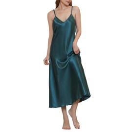 Dep Club Silk Touch Half Slip Satin Women's Slip Inner, Long Slip Petticoat, One-piece Inner, Anti-See-through, Camisole Adjuster, Loungewear, green