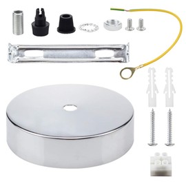 Ceiling Rose Pendant Cable Grip Flex Clamp Plate for Light Fitting 100mm Choose Hanging Lamp Multi Colour Full Set (Chrome)