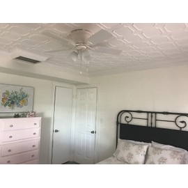 A La Maison Ceilings R01 Bostonian Foam Glue-up Ceiling Tile (21.6 sq. ft./Case), Pack of 8, Plain White, 21