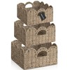 COOLAB Elegant Scalloped Wicker Basket Set with Handles | Handwoven
