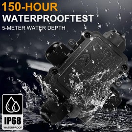 Tynoscco IP68 Waterproof Junction Box Outdoor,4-Way Electrical Junction Box Outdoor with 4 Cable M20 Gland Wire Connector Extension Electrical Cable Protector for Diameter Cable Ø4-12mm Black