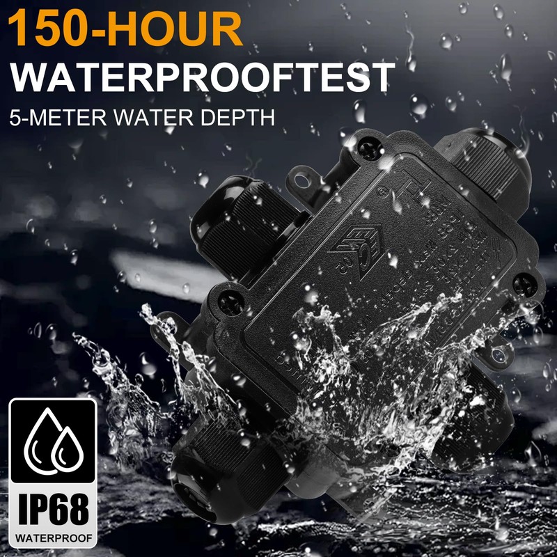 Tynoscco IP68 Waterproof Junction Box Outdoor,4-Way Electrical Junction Box Outdoor
